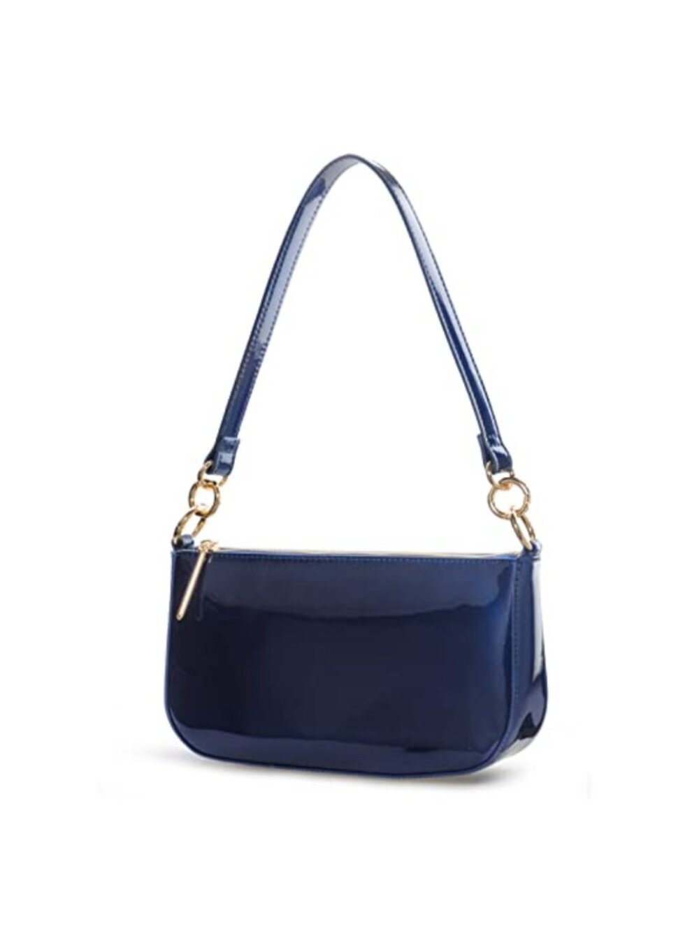 Glossy Faux Patent Leather Shoulder Bag Shiny Clutch Crossbody 90s Purse